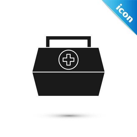 Grey First aid kit icon isolated on white background. Medical box with cross. Medical equipment for emergency. Healthcare concept. Vector Illustrationのイラスト素材
