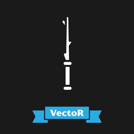 White Magic wand icon isolated on black background. Star shape magic accessory. Magical power. Vector Illustrationのイラスト素材