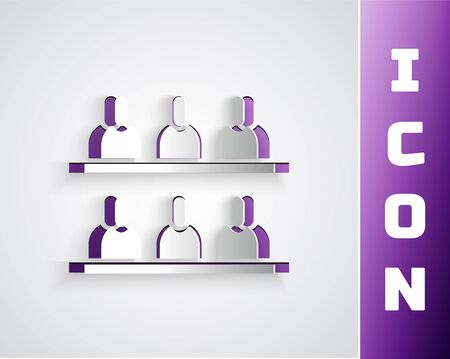 Paper cut Jurors icon isolated on grey background. Paper art style. Vector Illustrationのイラスト素材