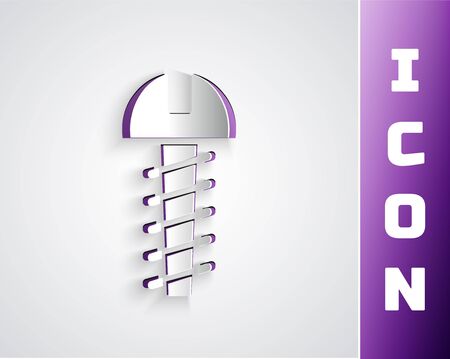 Paper cut Metallic screw icon isolated on grey background. Paper art style. Vector Illustrationのイラスト素材