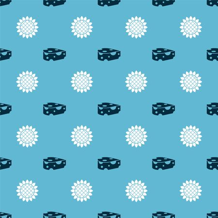 Set Cheese and Sunflower on seamless pattern. Vectorのイラスト素材