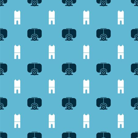 Set Diving mask and Wetsuit for scuba diving on seamless pattern. Vectorのイラスト素材