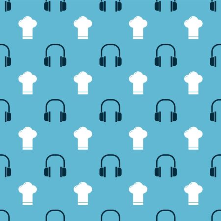 Set Headphones and Chef hat on seamless pattern. Vectorのイラスト素材