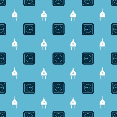 Set Electrical outlet and Electric plug on seamless pattern. Vectorのイラスト素材