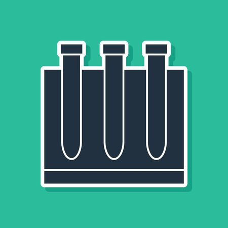 Blue Blood test and virus molecule icon isolated on green background.のイラスト素材