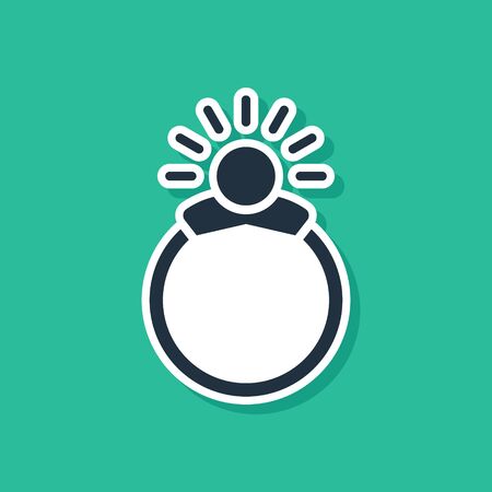 Blue Fantasy magic stone ring with gem icon isolated on green background. Vector Illustrationのイラスト素材