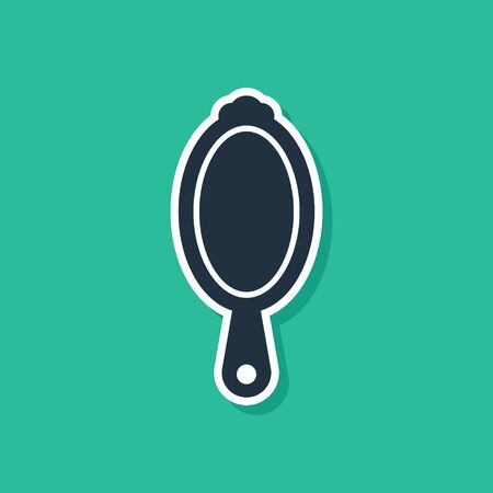Blue Magic hand mirror icon isolated on green background. Vector Illustrationのイラスト素材