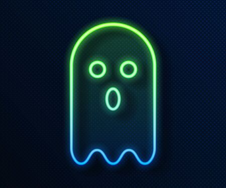 Glowing neon line Ghost icon isolated on blue background. Vector Illustrationのイラスト素材