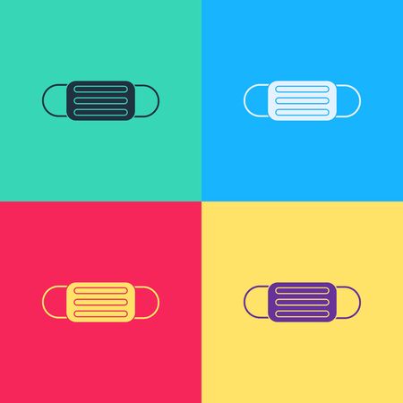 Pop art Medical protective mask icon isolated on color background.  Vector Illustrationのイラスト素材