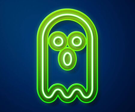 Glowing neon line Ghost icon isolated on blue background.  Vector Illustrationのイラスト素材