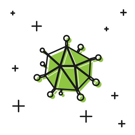 Black Virus icon isolated on white background. Corona virus 2019-nCoV. Bacteria and germs, cell cancer, microbe, fungi. Vector Illustrationのイラスト素材