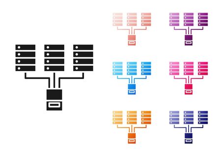 Black Server, Data, Web Hosting icon isolated on white background. Set icons colorful. Vector Illustrationのイラスト素材