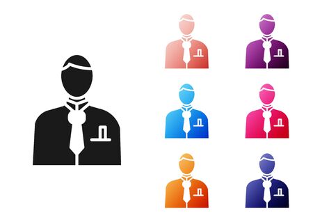 Black Businessman or stock market trader icon isolated on white background. Set icons colorful. Vector Illustrationのイラスト素材