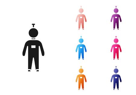 Black Astronaut icon isolated on white background. Set icons colorful. Vector Illustrationのイラスト素材