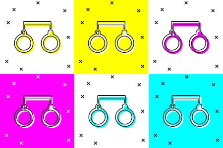 Set Handcuffs icon isolated on color background. Vector Illustrationのイラスト素材