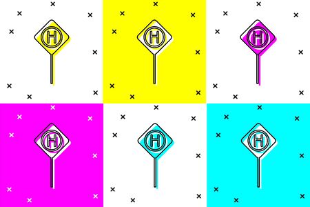 Set Parking icon isolated on color background. Street road sign. Vector Illustrationのイラスト素材
