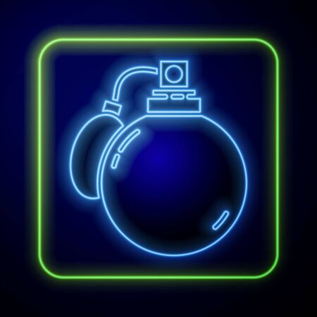 Glowing neon Perfume icon isolated on blue background. 8 March. International Happy Women Day. Vector Illustrationのイラスト素材