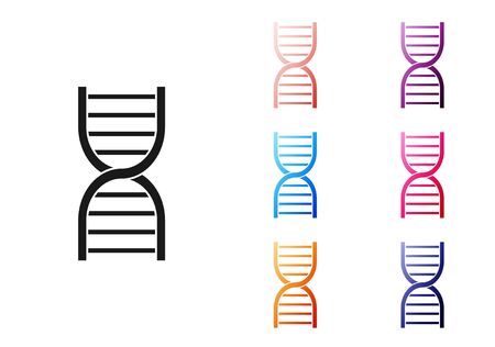 Black DNA symbol icon isolated on white background. Set icons colorful. Vector Illustrationのイラスト素材