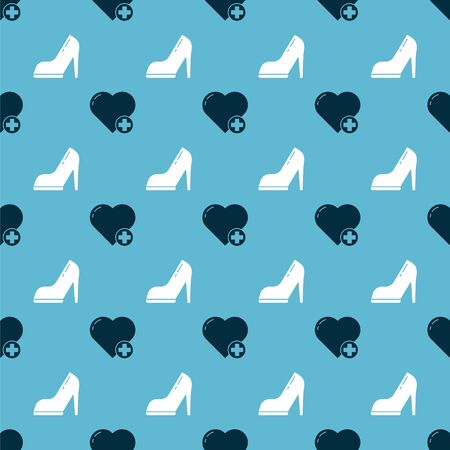 Set Heart and Woman shoe with high heel on seamless pattern. Vectorのイラスト素材