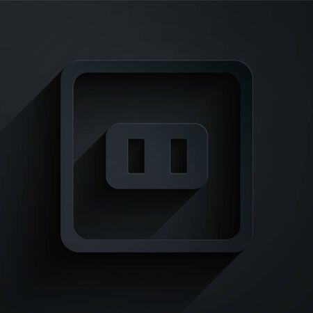 Paper cut Electrical outlet icon isolated on black background. Power socket. Rosette symbol. Paper art style. Vector Illustrationのイラスト素材