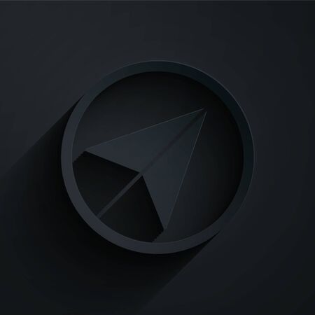 Paper cut Infographic of city map navigation icon isolated on black background. Interface concept design. Geolocation concept. Paper art style. Vector Illustrationのイラスト素材