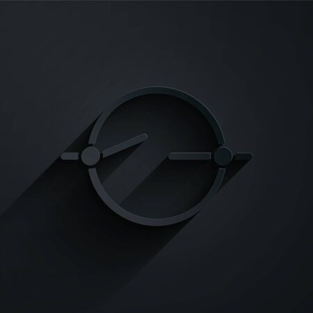 Paper cut Electric circuit scheme icon isolated on black background. Circuit board. Paper art style. Vector Illustrationのイラスト素材