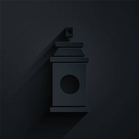 Paper cut Paint spray can icon isolated on black background. Paper art style. Vector Illustrationのイラスト素材