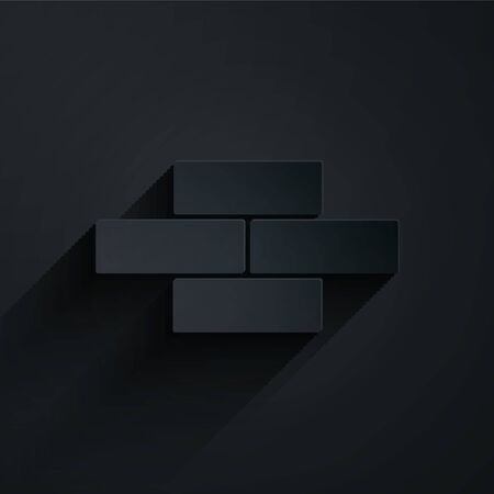 Paper cut Bricks icon isolated on black background. Paper art style. Vector Illustrationのイラスト素材