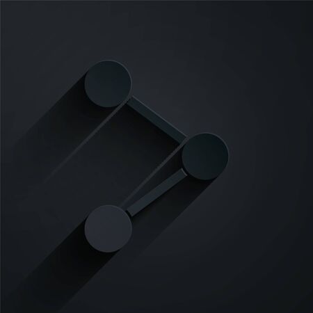 Paper cut Share icon isolated on black background. Share, sharing, communication pictogram, social media, connection, network. Paper art style. Vector Illustrationのイラスト素材
