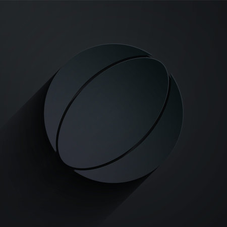 Paper cut Beach ball icon isolated on black background. Paper art style. Vector Illustrationのイラスト素材
