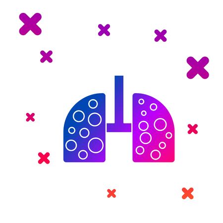 Color Virus cells in lung icon isolated on white background. Infected lungs. Coronavirus, COVID-19. 2019-nCoV. Gradient random dynamic shapes. Vector Illustrationのイラスト素材