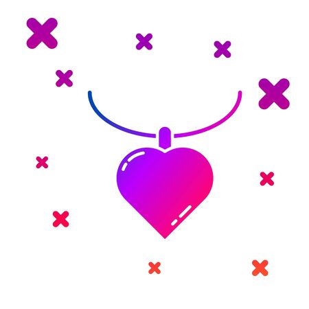 Color Necklace with heart shaped pendant icon isolated on white background. Jewellery decoration. International Happy Women Day. Gradient random dynamic shapes. Vector Illustrationのイラスト素材