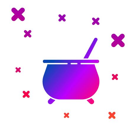 Color Witch cauldron icon isolated on white background. Happy Halloween party. Gradient random dynamic shapes. Vector Illustrationのイラスト素材