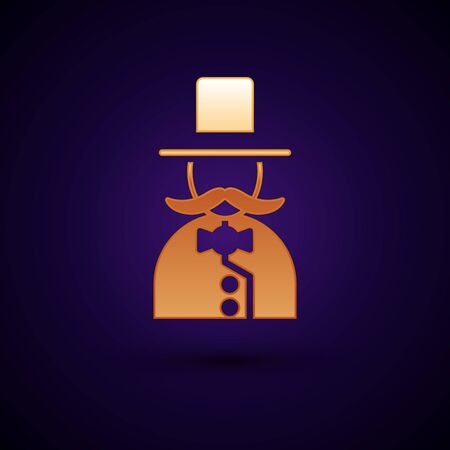 Gold Magician icon isolated on black background. Vectorのイラスト素材
