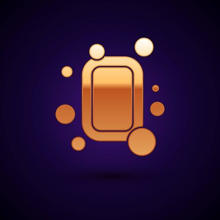Gold Bar of soap icon isolated on black background. Soap bar with bubbles. Vectorのイラスト素材