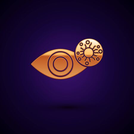 Gold Reddish eye due to virus, bacterial or allergic conjunctivitis icon isolated on black background. Vectorのイラスト素材