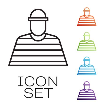 Black line Prisoner icon isolated on white background. Set icons colorful. Vectorのイラスト素材