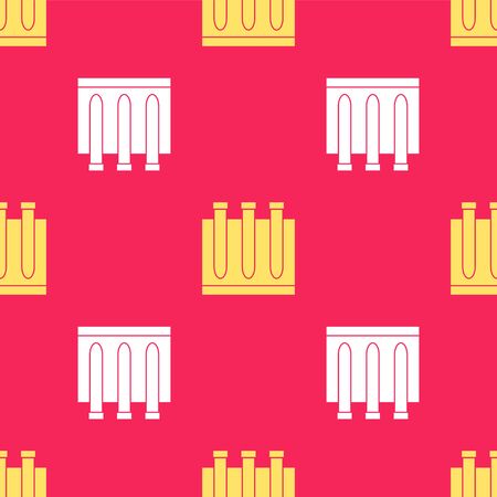 Yellow Blood test and virus molecule coronavirus icon isolated seamless pattern on red background. Coronavirus, COVID-19. 2019-nCoV. Vector Illustrationのイラスト素材