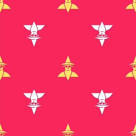 Yellow Wizard warlock icon isolated seamless pattern on red background. Vector Illustrationのイラスト素材