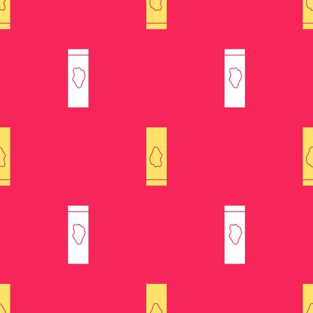 Yellow Blood test and virus molecule coronavirus icon isolated seamless pattern on red background. Coronavirus, COVID-19. 2019-nCoV. Vector Illustrationのイラスト素材