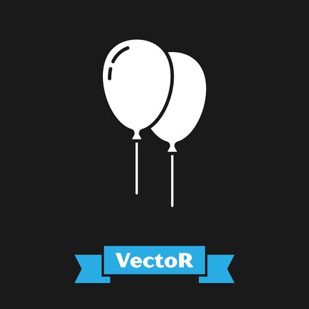 White Balloons with ribbon icon isolated on black background. Happy Easter. Vectorのイラスト素材