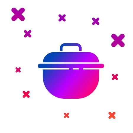 Color Cooking pot icon isolated on white background. Boil or stew food symbol. Gradient random dynamic shapes. Vector.のイラスト素材