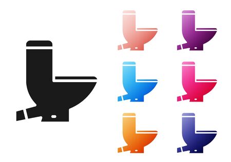 Black Toilet bowl icon isolated on white background. Set icons colorful. Vector. Illustrationのイラスト素材