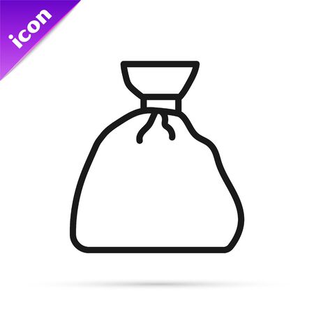 Black line Garbage bag icon isolated on white background. Vector. Illustrationのイラスト素材