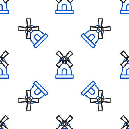 Line Windmill icon isolated seamless pattern on white background. Colorful outline concept. Vectorのイラスト素材