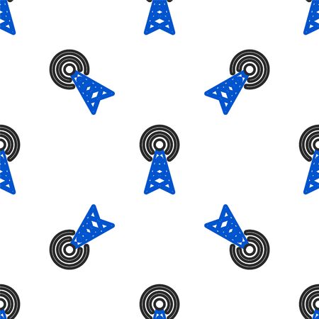 Line Radar icon isolated seamless pattern on white background. Military search system. Colorful outline concept. Vectorのイラスト素材