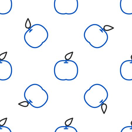 Line Apple icon isolated seamless pattern on white background. Fruit with leaf symbol. Colorful outline concept. Vectorのイラスト素材