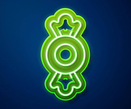 Glowing neon line Candy icon isolated on blue background. Vectorのイラスト素材