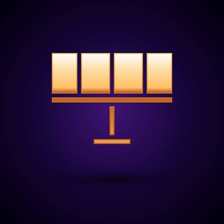 Gold Solar energy panel icon isolated on black background. Vector Illustration.のイラスト素材