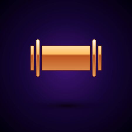 Gold Industry metallic pipe icon isolated on black background. Vector Illustration.のイラスト素材